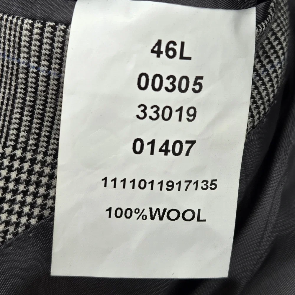 Jos A Bank Signature Collection 46L Suit‎ Jacket Gray Glen Plaid 100% Wool